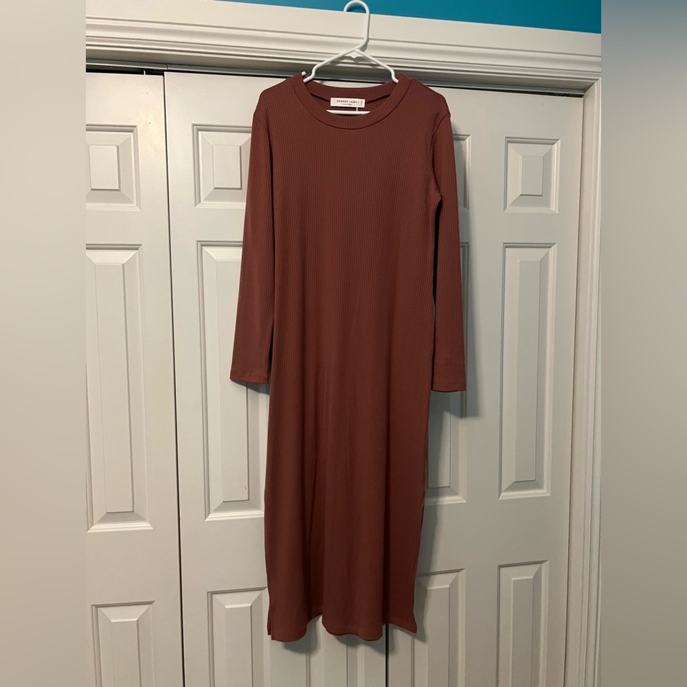 Sonnet James Mauve Pink Long Sleeve Sheath Dress